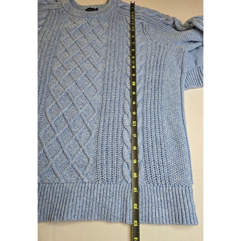 Talbots Womens Light Blue Cable Knit Cotton Sweater Crewneck L Preppy - Picture 6 of 7